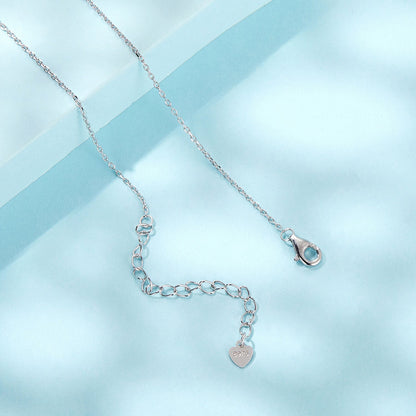 925 Sterling Silver Necklace with CZ in Pavé Setting, 400+50mm Length for Women  DestGlow