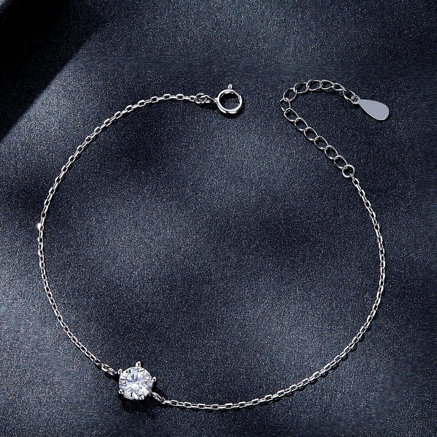 S925 Sterling Silver Moissanite Bracelet 15+3cm for Women