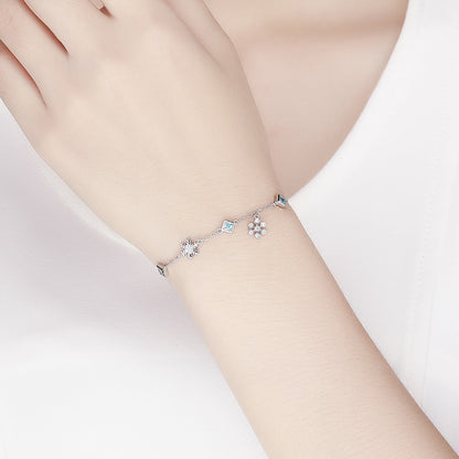 925 Sterling Silver Adjustable Bracelet for Women - 22cm  DestGlow