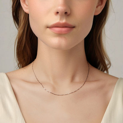 925 Sterling Silver White Gold Plated Necklace 40+5cm for Women  DestGlow