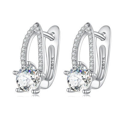 925 Sterling Silver Earrings with CZ Pavé Setting, 1.4*0.62cm for Women  DestGlow