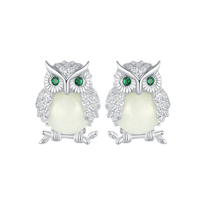 925 Sterling Silver Plated Platinum Luminous Stone Earrings 10*8mm for Women  DestGlow