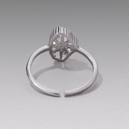 925 Sterling Silver Ring with Transparent Glass and CZ, 0.15cm Width, for Women  DestGlow