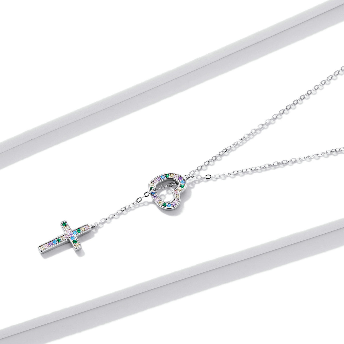 925 Sterling Silver Plated Necklace with Adjustable Length 42.5cm and CZ for Women  DestGlow