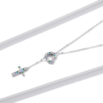 925 Sterling Silver Plated Necklace with Adjustable Length 42.5cm and CZ for Women  DestGlow