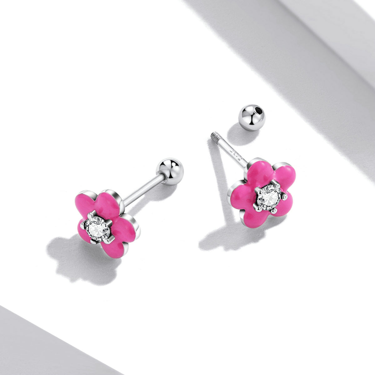 S925 Sterling Silver CZ Pavé Enamel Oxidized Earrings  DestGlow