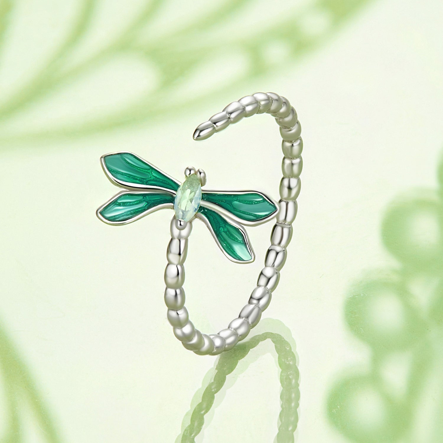 925 Sterling Silver White Gold Plated Opal Enamel Ring  DestGlow