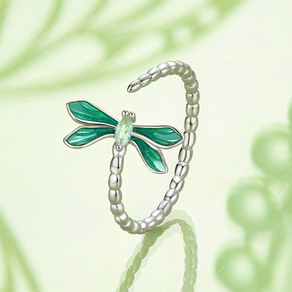 925 Sterling Silver White Gold Plated Opal Enamel Ring  DestGlow