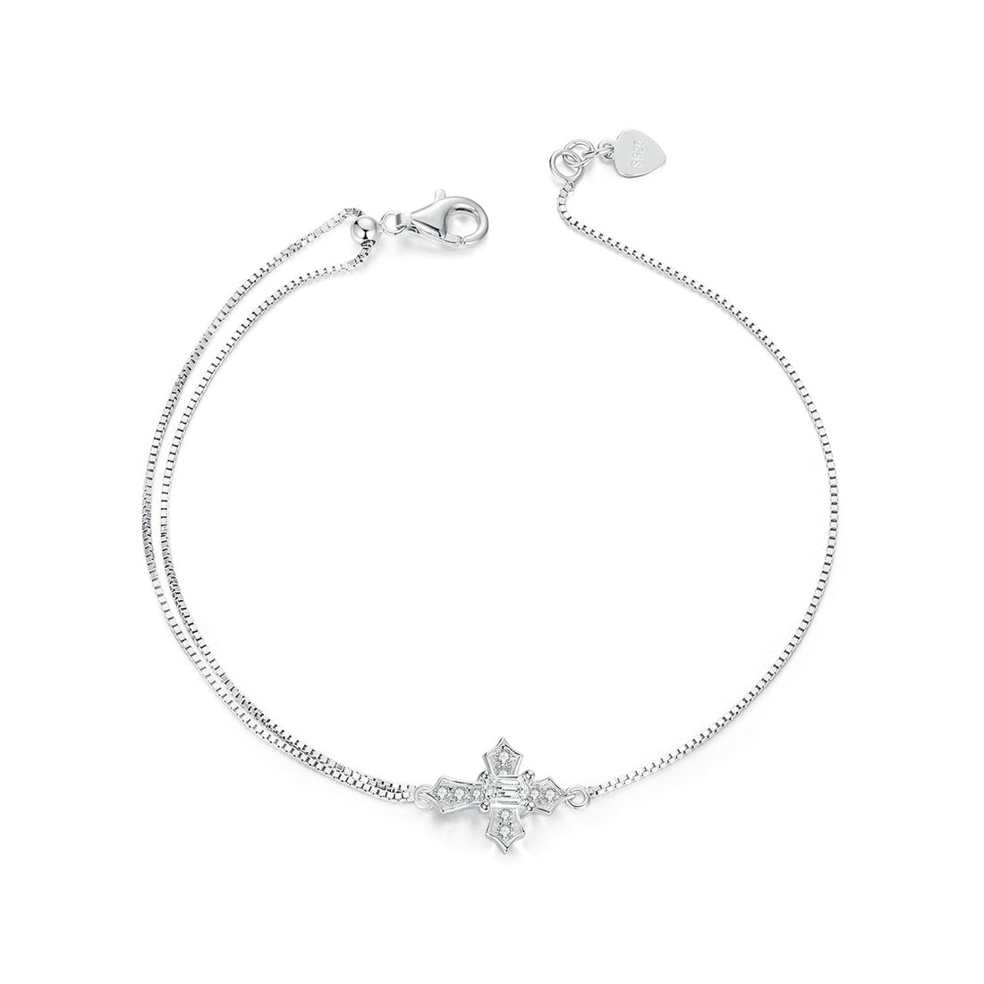 925 Sterling Silver White Gold Plated Bracelet with CZ Pendant 200mm for Women  DestGlow
