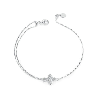 925 Sterling Silver White Gold Plated Bracelet with CZ Pendant 200mm for Women  DestGlow