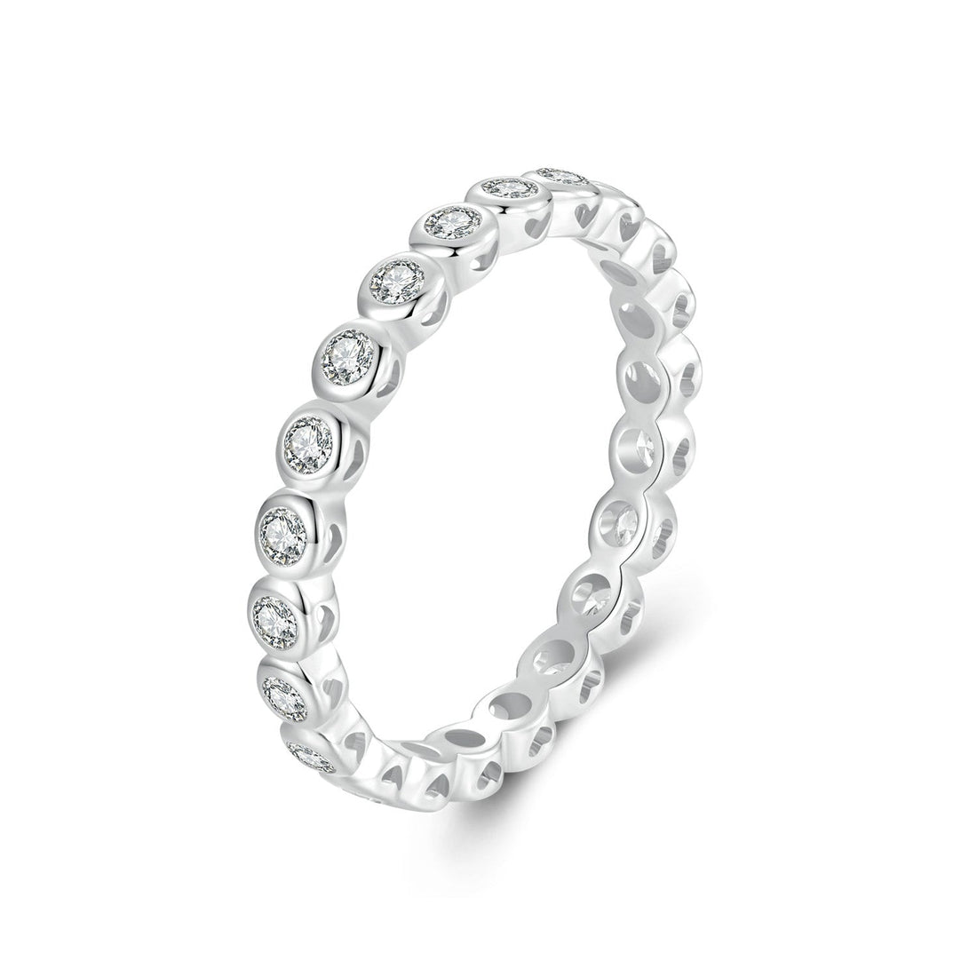 925 Sterling Silver 2mm Moissanite Ring Size 7 for Women  DestGlow