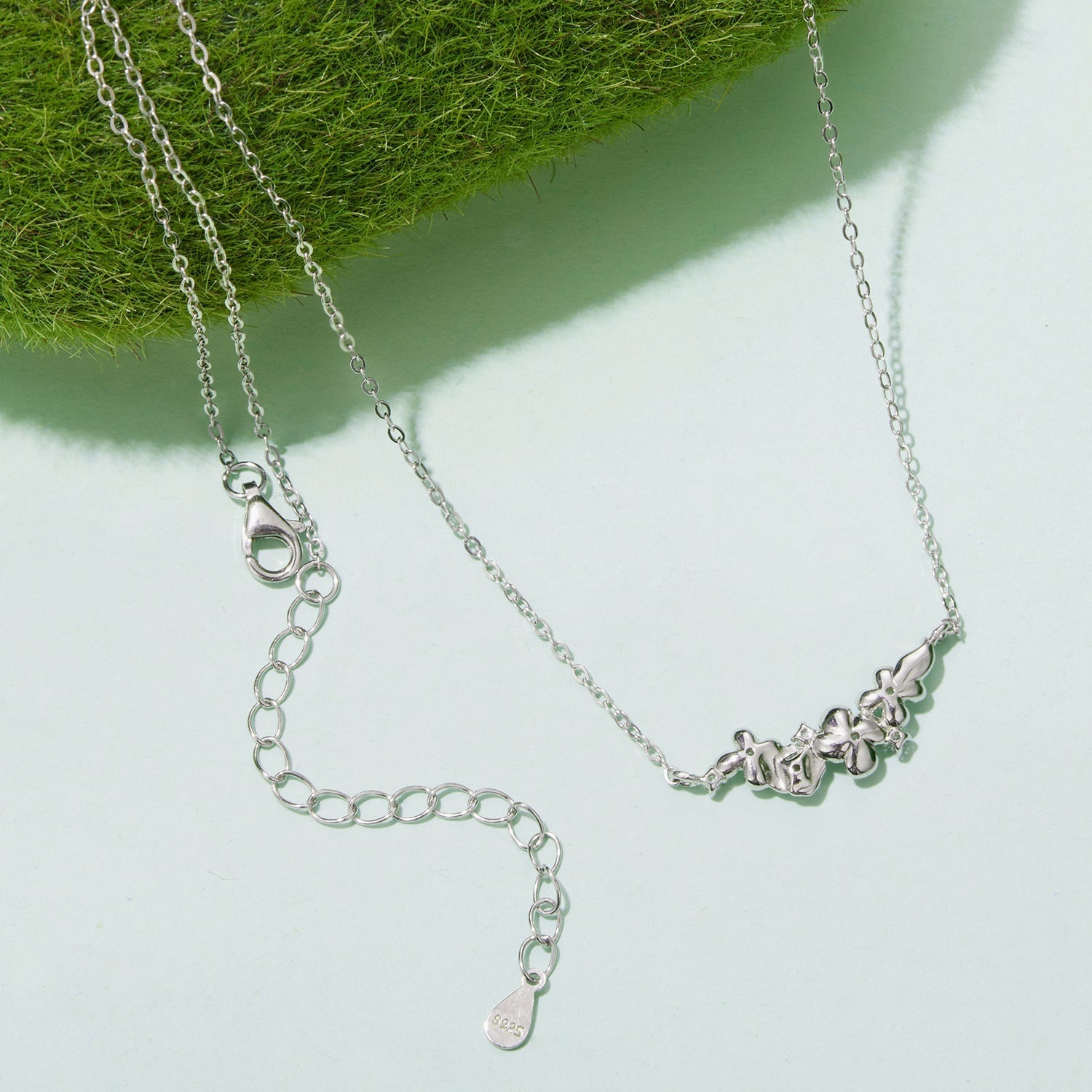 925 Sterling Silver White Gold Plated 40+5cm Necklace with CZ for Women  DestGlow