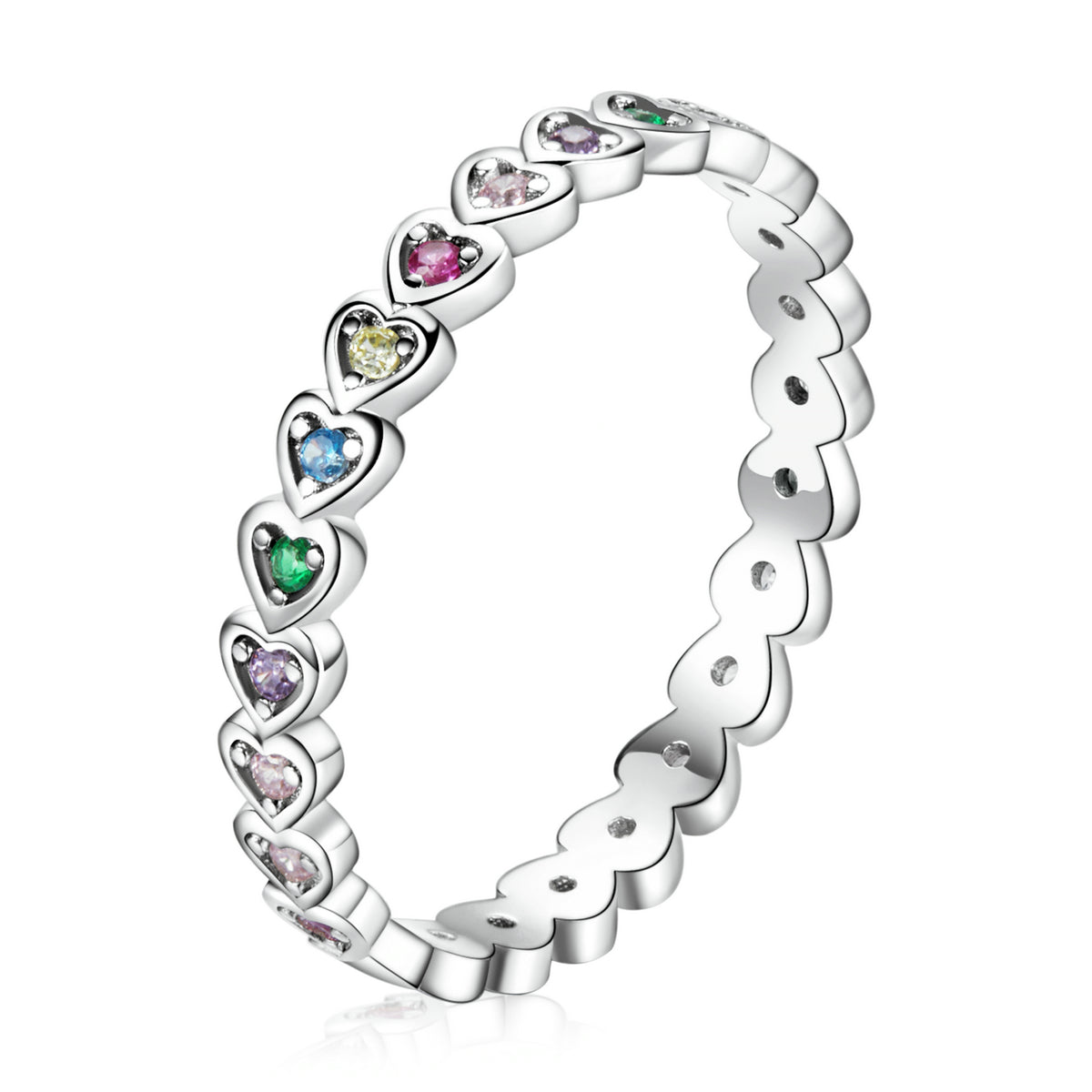 925 Sterling Silver &amp; Platinum Plated 0.29cm CZ Ring for Women Size 6.0  DestGlow