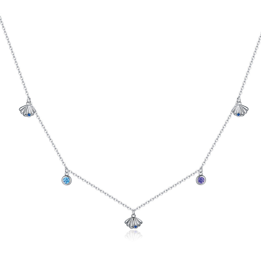 925 Sterling Silver Adjustable Necklace with Scallop Design and Pavé Setting CZ  DestGlow