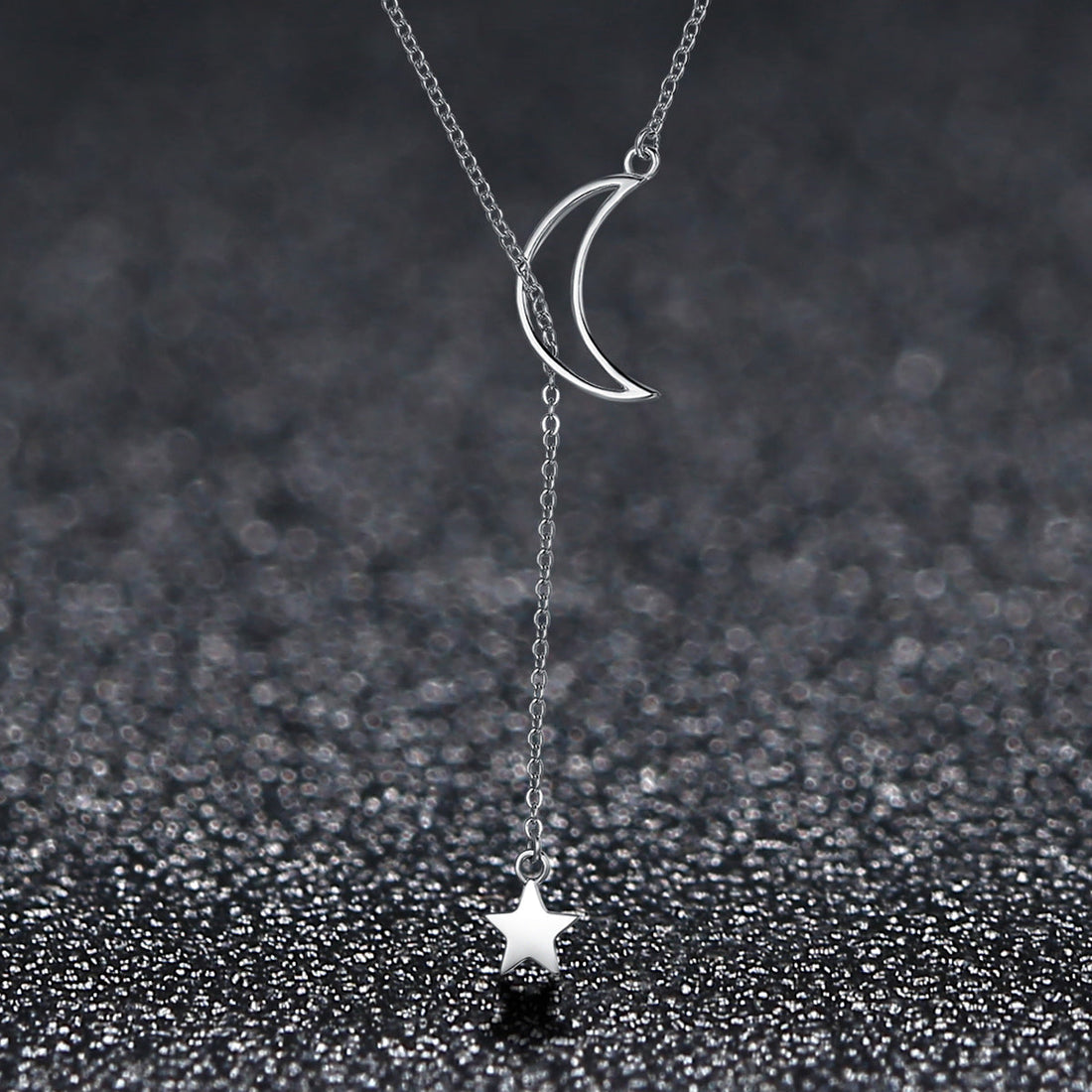 925 Sterling Silver Necklace 47cm with Moon Pendant for Women  DestGlow