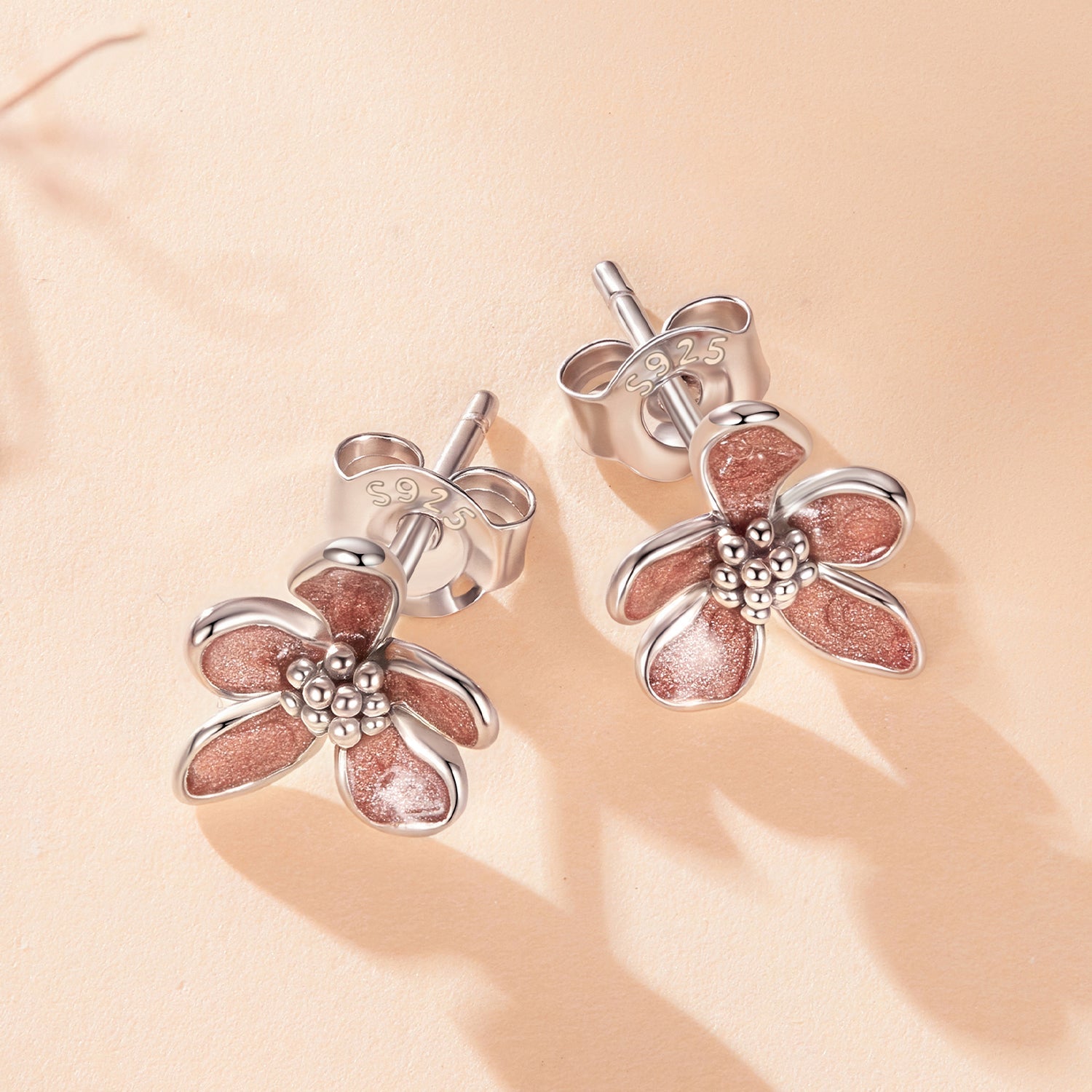 925 Sterling Silver White Gold Plated Enamel Earrings 0.9*1.0cm for Women  DestGlow