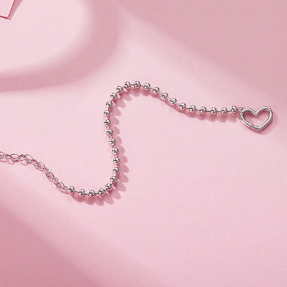 925 Sterling Silver 16+5cm White Gold Plated Heart Bracelet for Women  DestGlow