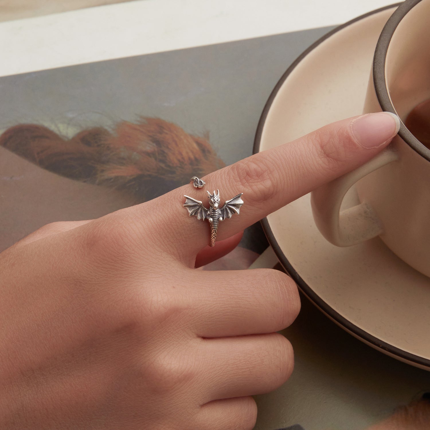 925 Sterling Silver Oxidized Dragon Ring  DestGlow
