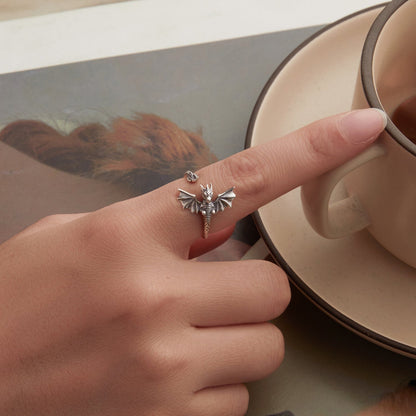 925 Sterling Silver Oxidized Dragon Ring  DestGlow