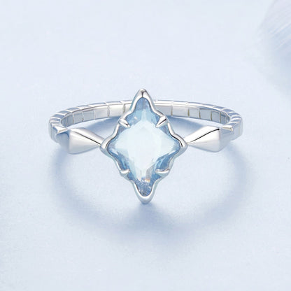 925 Sterling Silver White Gold Plated 1.2x0.9cm Pendant Ring Size 6.0 for Women  DestGlow