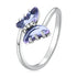 925 Sterling Silver Ring with Transparent Glass & Pavé CZ, Size 6.0, Oxidized Finish - Women&
