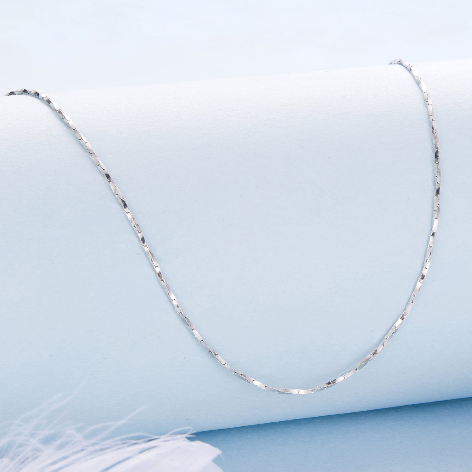 925 Sterling Silver White Gold Plated Necklace 40+5cm for Women  DestGlow