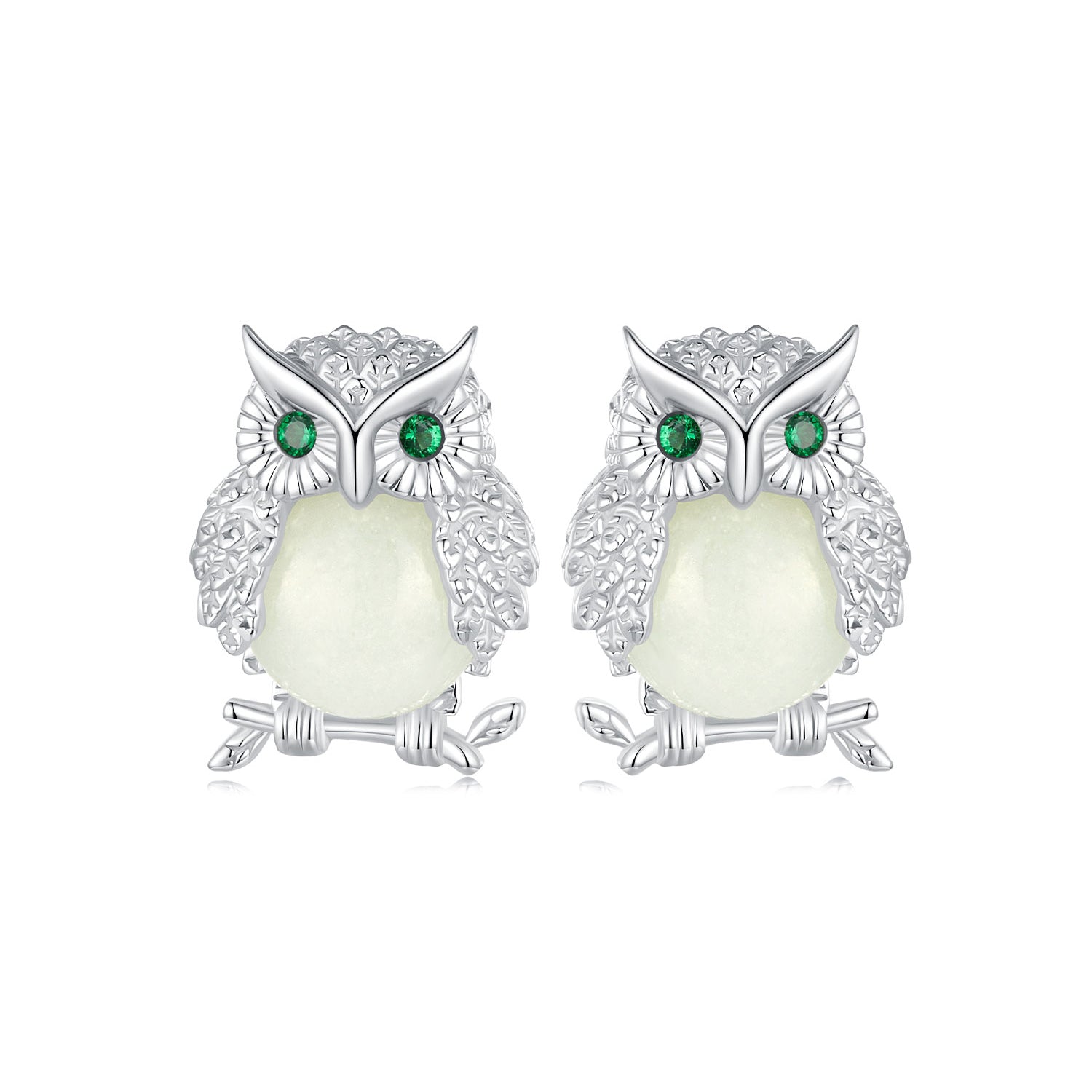 925 Sterling Silver Plated Platinum Luminous Stone Earrings 10*8mm for Women  DestGlow