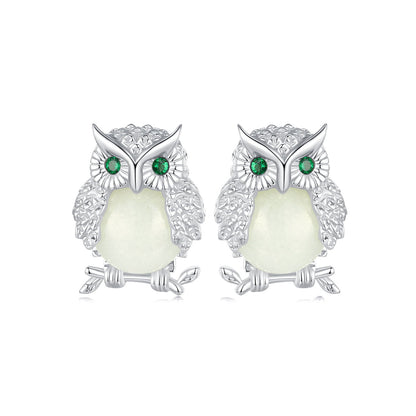 925 Sterling Silver Plated Platinum Luminous Stone Earrings 10*8mm for Women  DestGlow