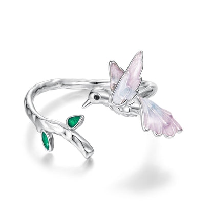 925 Sterling Silver Ring with Enamel and Oxidized Finish in Style E for Women  DestGlow