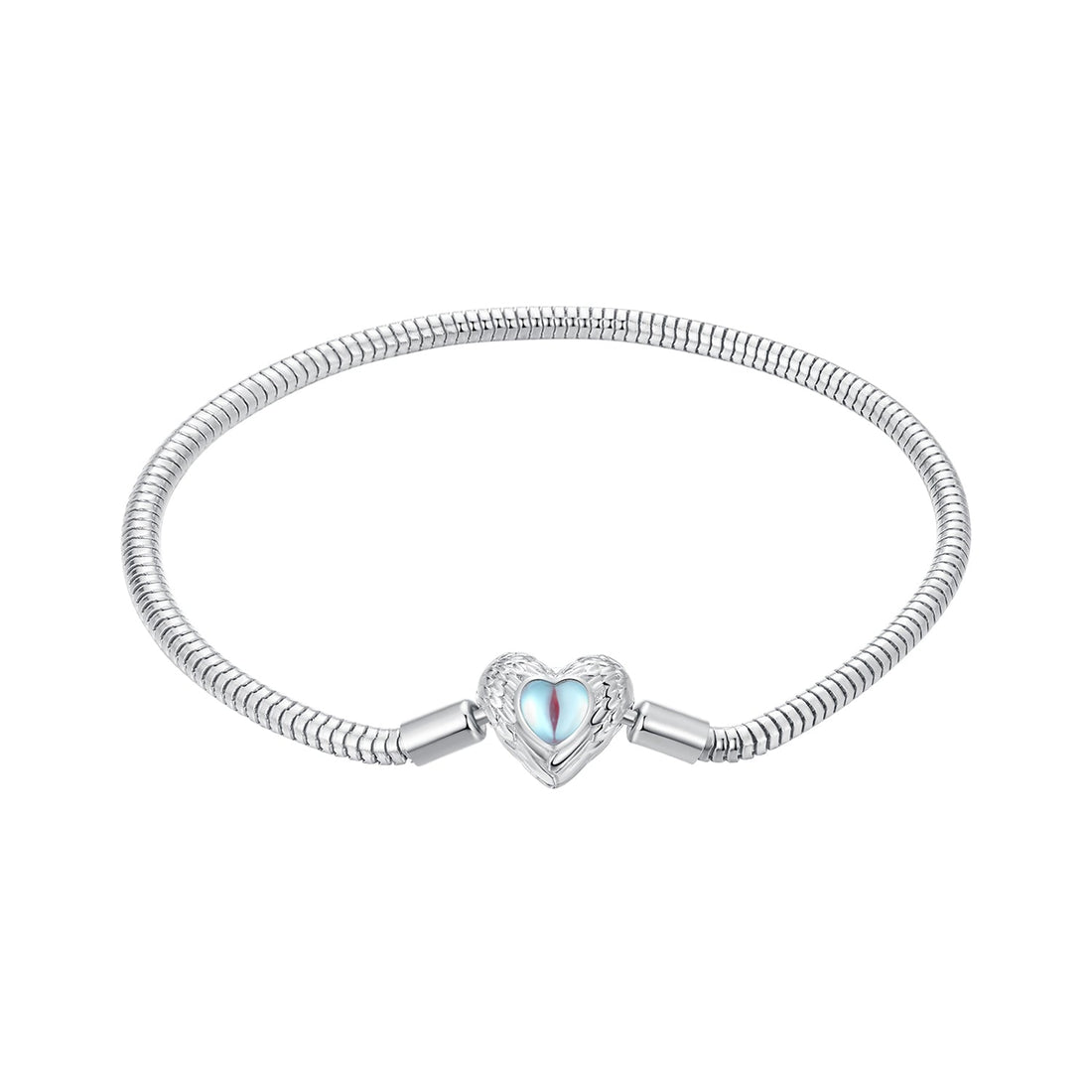 925 Sterling Silver Moonstone Bracelet 17.0 cm with White Gold Plating for Women  DestGlow