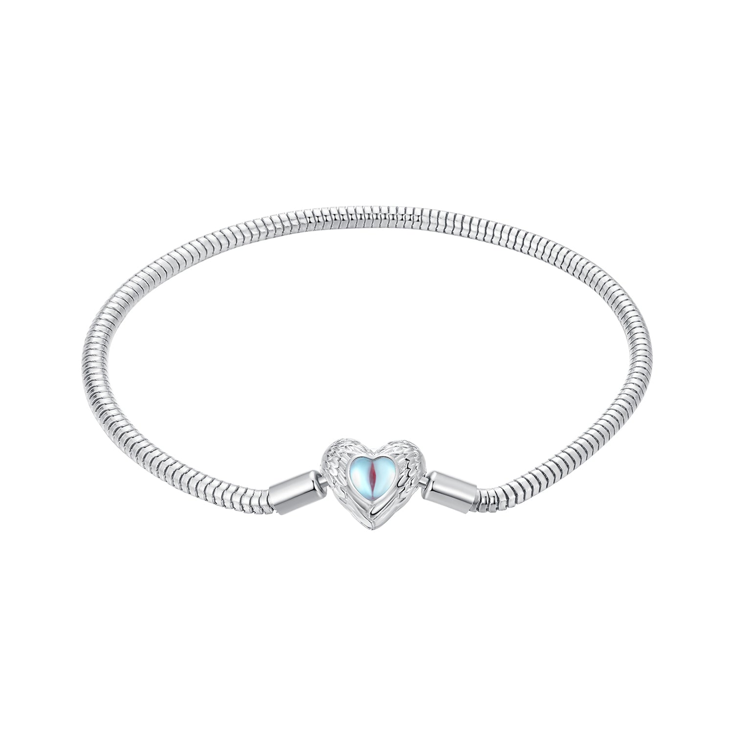 925 Sterling Silver Moonstone Bracelet 17.0 cm with White Gold Plating for Women  DestGlow
