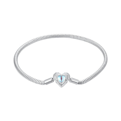925 Sterling Silver Moonstone Bracelet 17.0 cm with White Gold Plating for Women  DestGlow