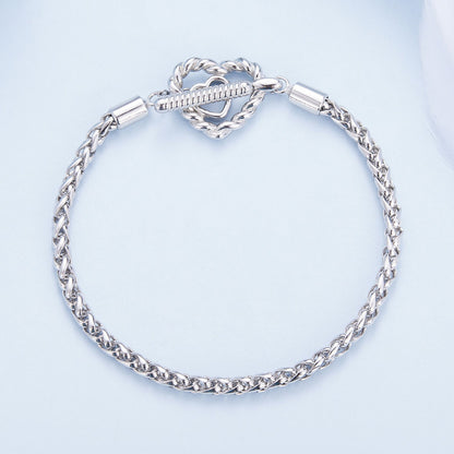 925 Sterling Silver 3.0mm Plated Platinum Bracelet Size 17.0 for Women  DestGlow