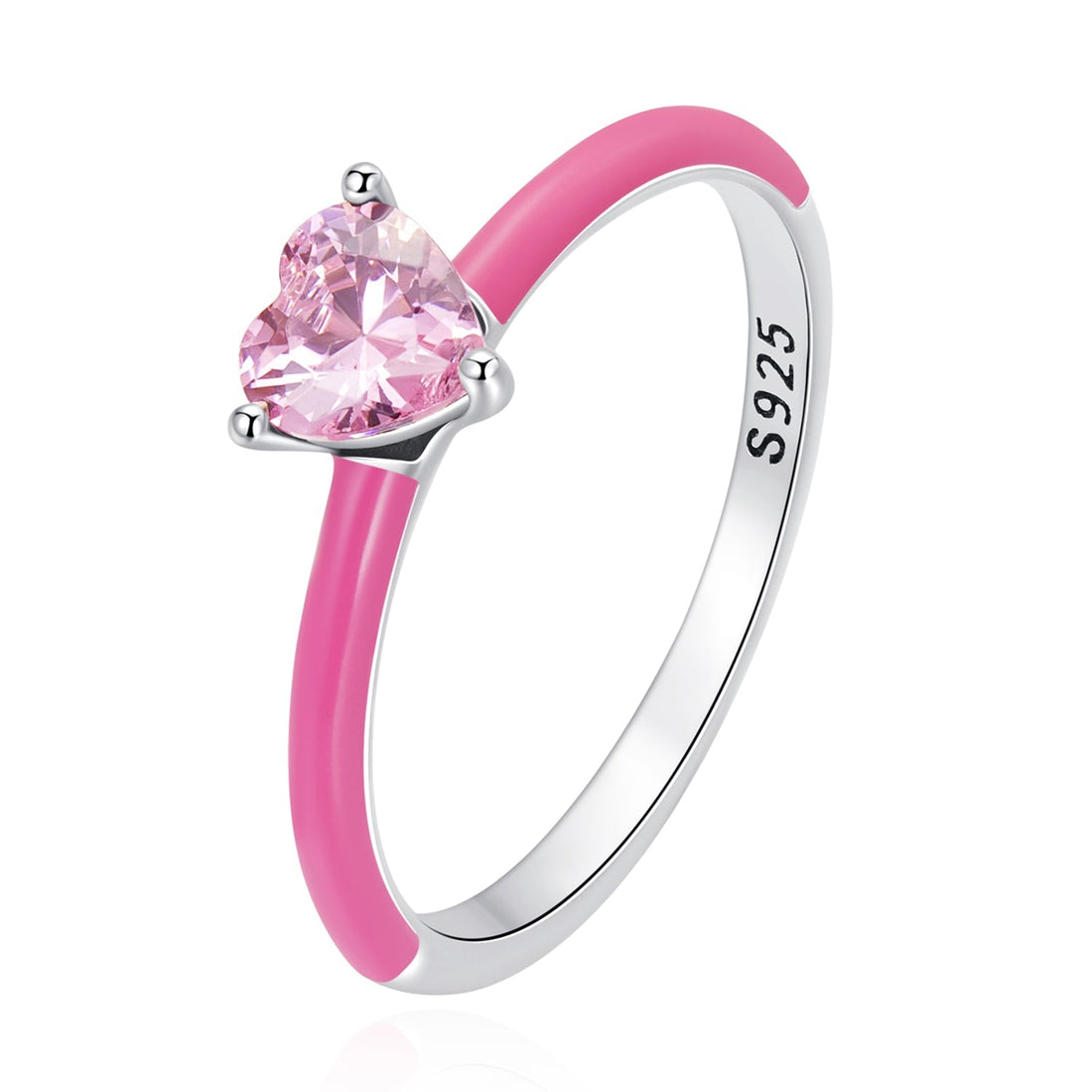 925 Sterling Silver Enamel Pavé CZ Ring Size 7 for Women  DestGlow