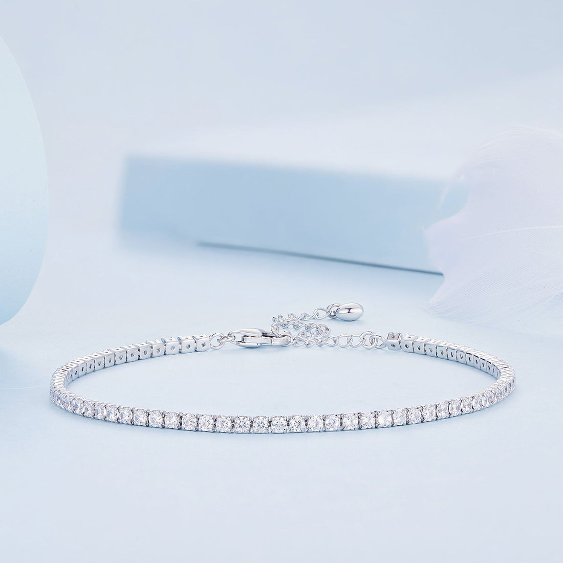 925 Sterling Silver Pavé Setting Bracelet with CZ for Women - Adjustable 18+5cm  DestGlow