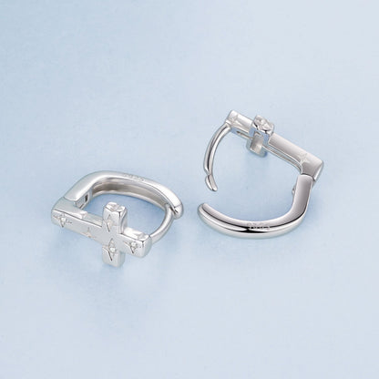 925 Sterling Silver Hoop Earrings with Pavé Setting CZ, 1.3x0.8cm, for Women  DestGlow