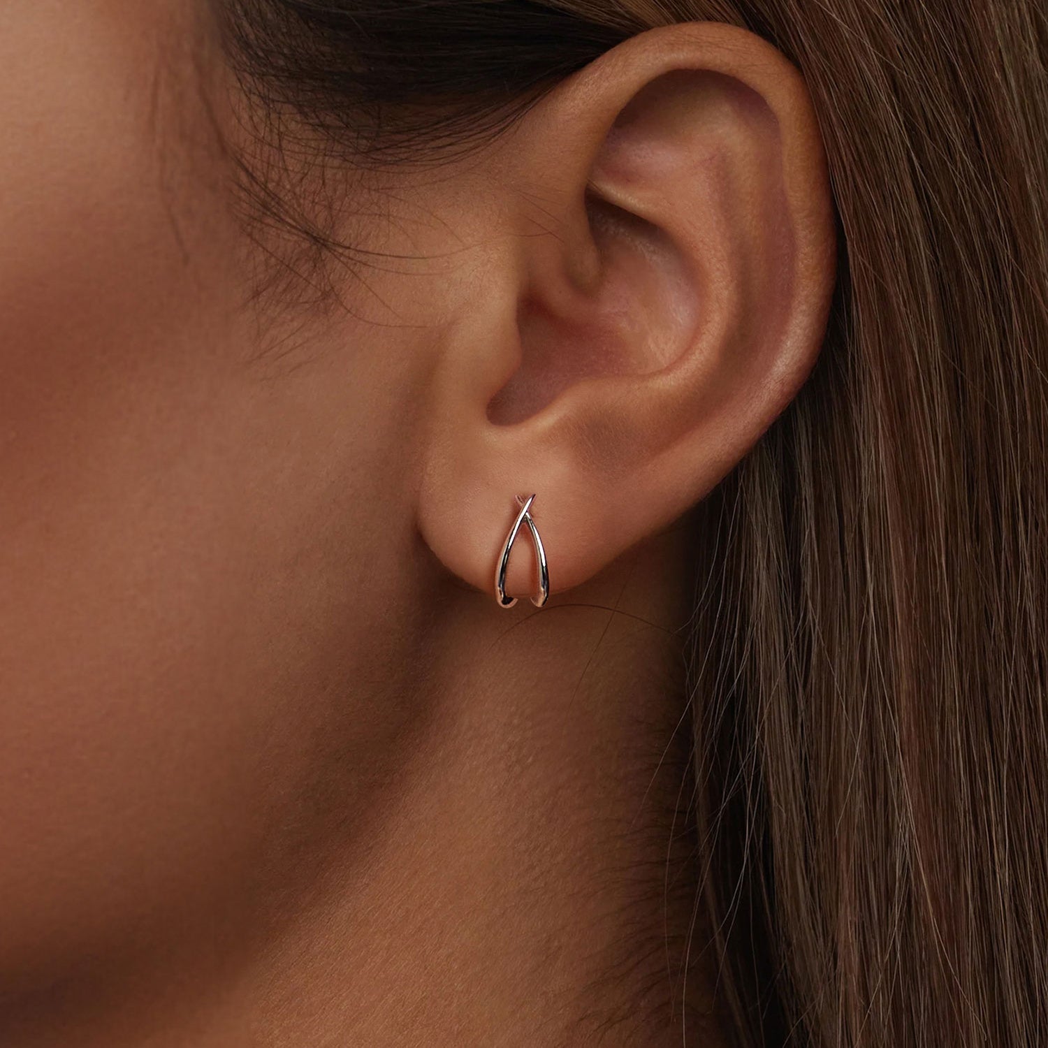 925 Sterling Silver Earrings 1.2x0.6cm with White Gold Plating for Women  DestGlow