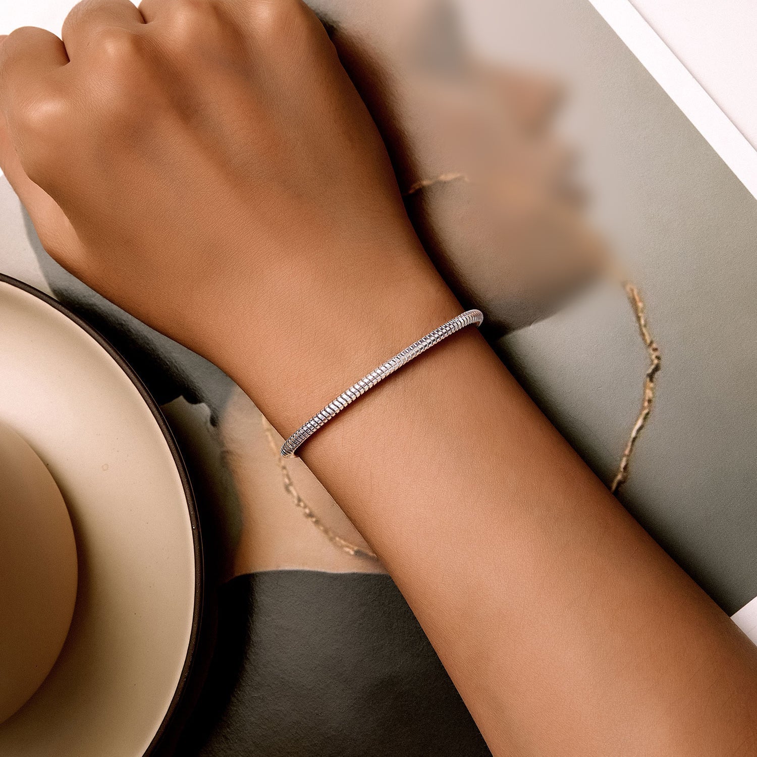 925 Sterling Silver Plated Platinum 140mm Chain Thickness 3mm Bracelet for Women  DestGlow