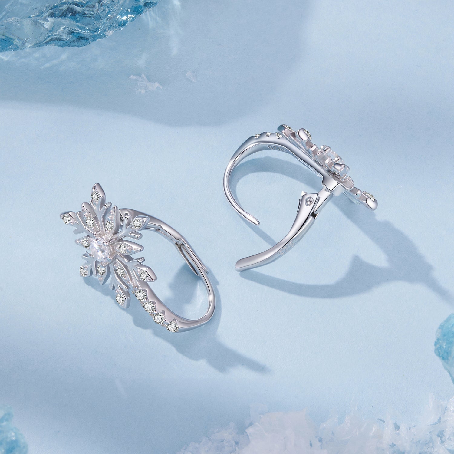 925 Sterling Silver Earrings with Pavé Setting CZ in White Gold for Women  DestGlow