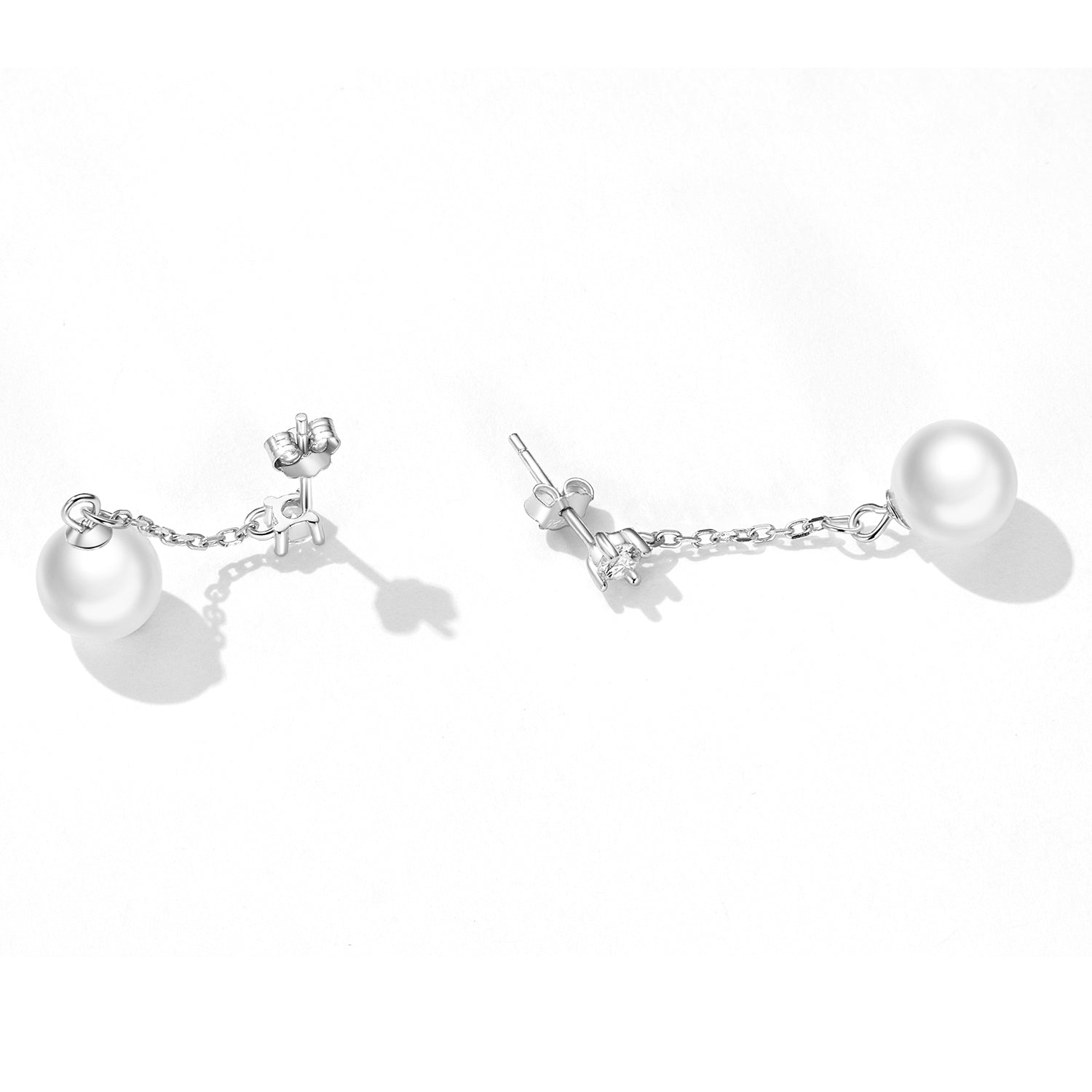 925 Sterling Silver Earrings with Pavé Setting CZ &amp; Quality Shell Pearl  DestGlow