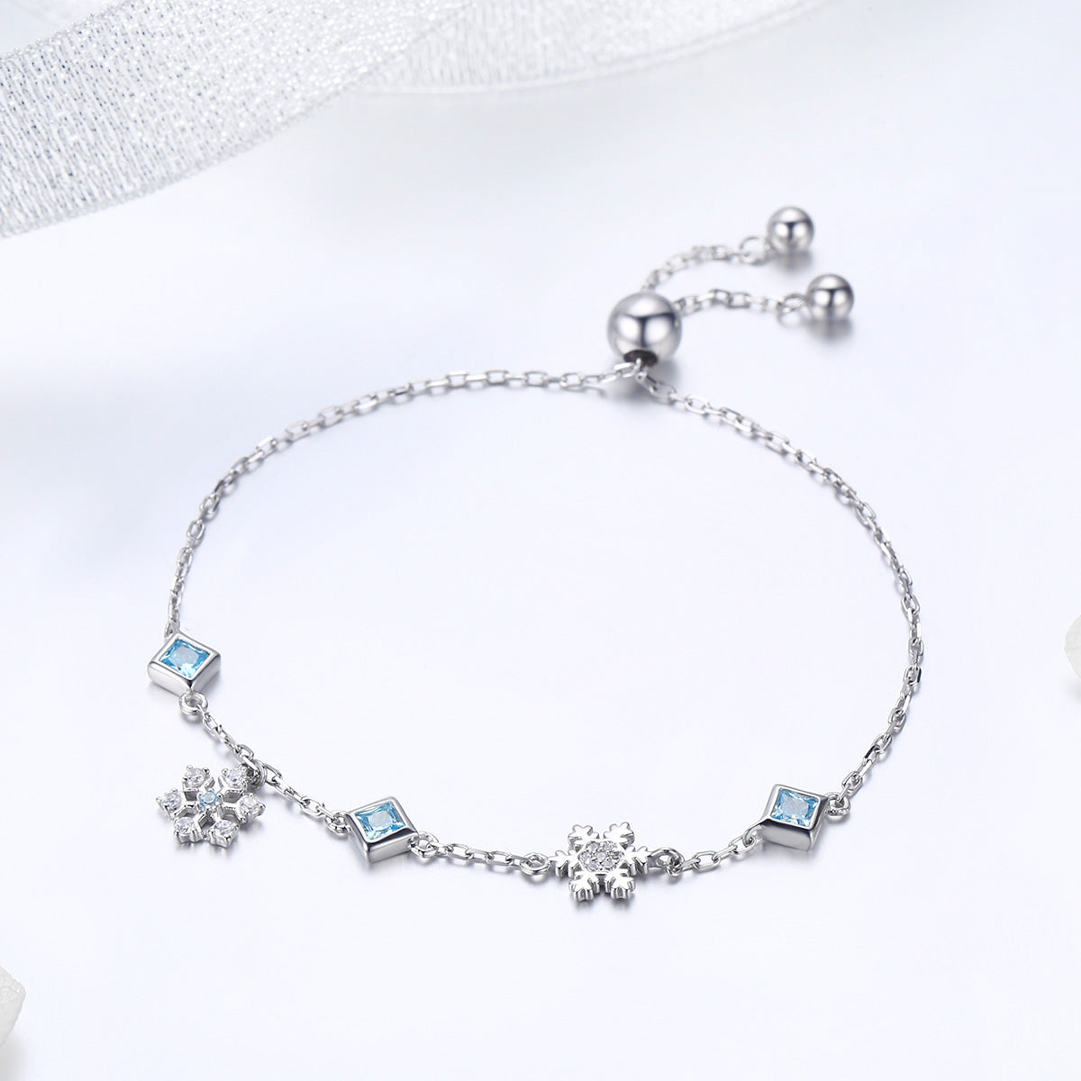 925 Sterling Silver Adjustable Bracelet for Women - 22cm  DestGlow