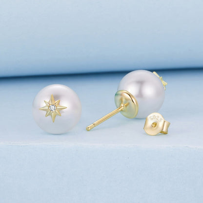 925 Sterling Silver Earrings with CZ and Synthetic Pearl for Women  DestGlow