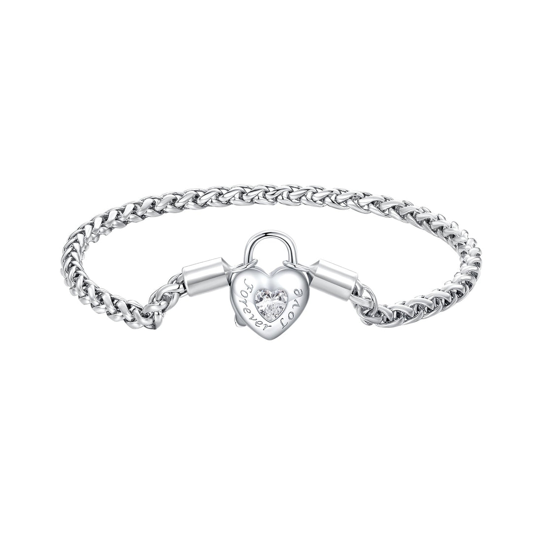 925 Sterling Silver Bracelet with CZ in Pavé Setting, 17.0 Size, Platinum Plated for Women  DestGlow