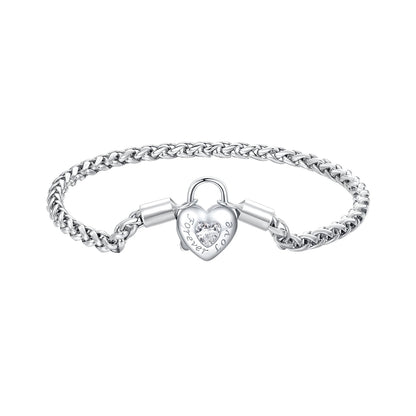 925 Sterling Silver Bracelet with CZ in Pavé Setting, 17.0 Size, Platinum Plated for Women  DestGlow