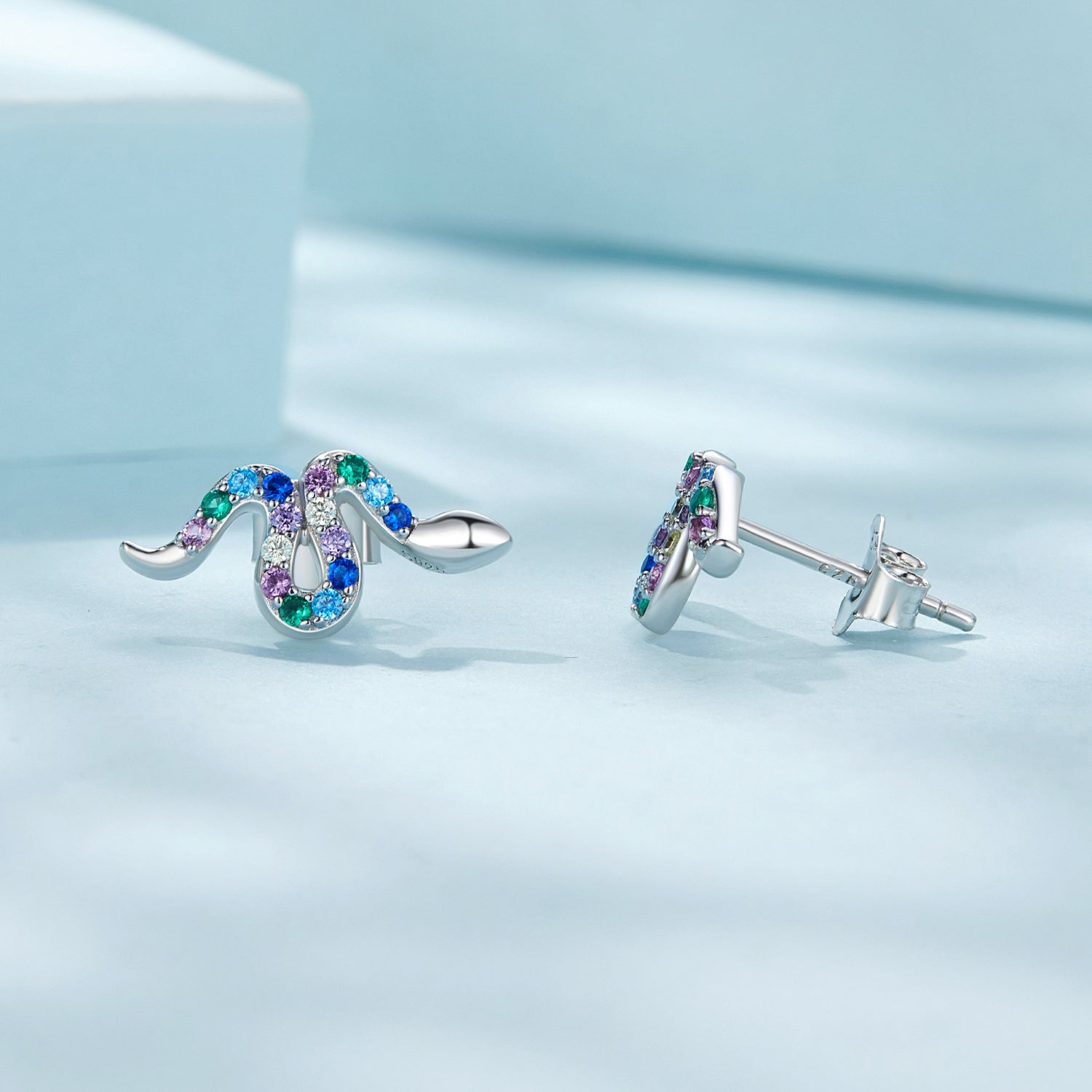 925 Sterling Silver Earrings with Pavé Setting CZ, 7x15mm, Plated Platinum for Women  DestGlow