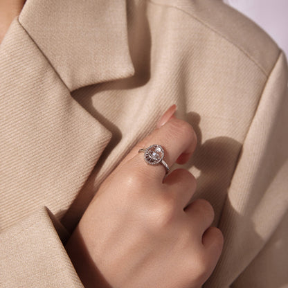 925 Sterling Silver Ring with Transparent Glass &amp; Nano Opal, Width 0.18cm, Style E, for Women  DestGlow