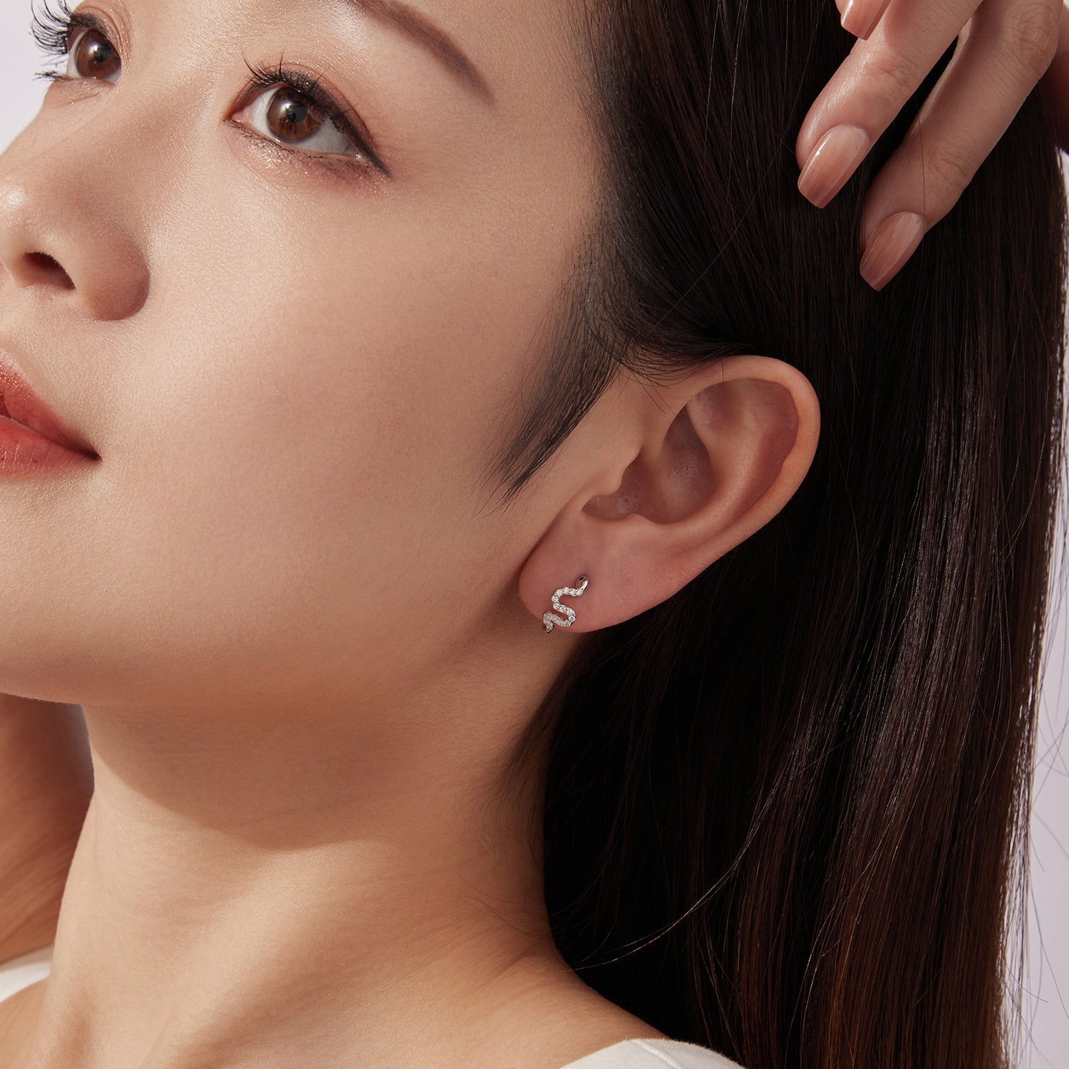 925 Sterling Silver Hoop Earrings with White Gold Plating and CZ Stones  DestGlow
