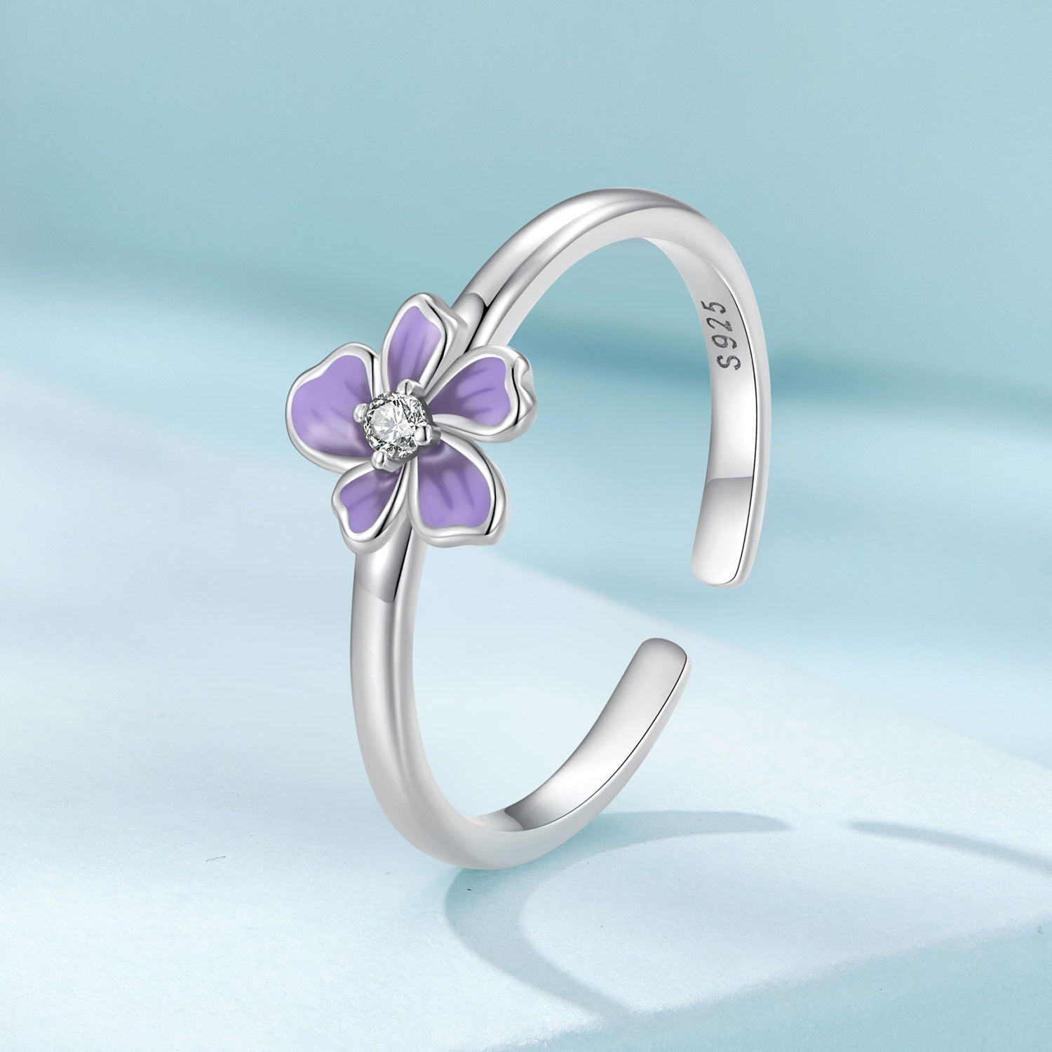 S925 Sterling Silver Enamel Plated Platinum Ring  DestGlow