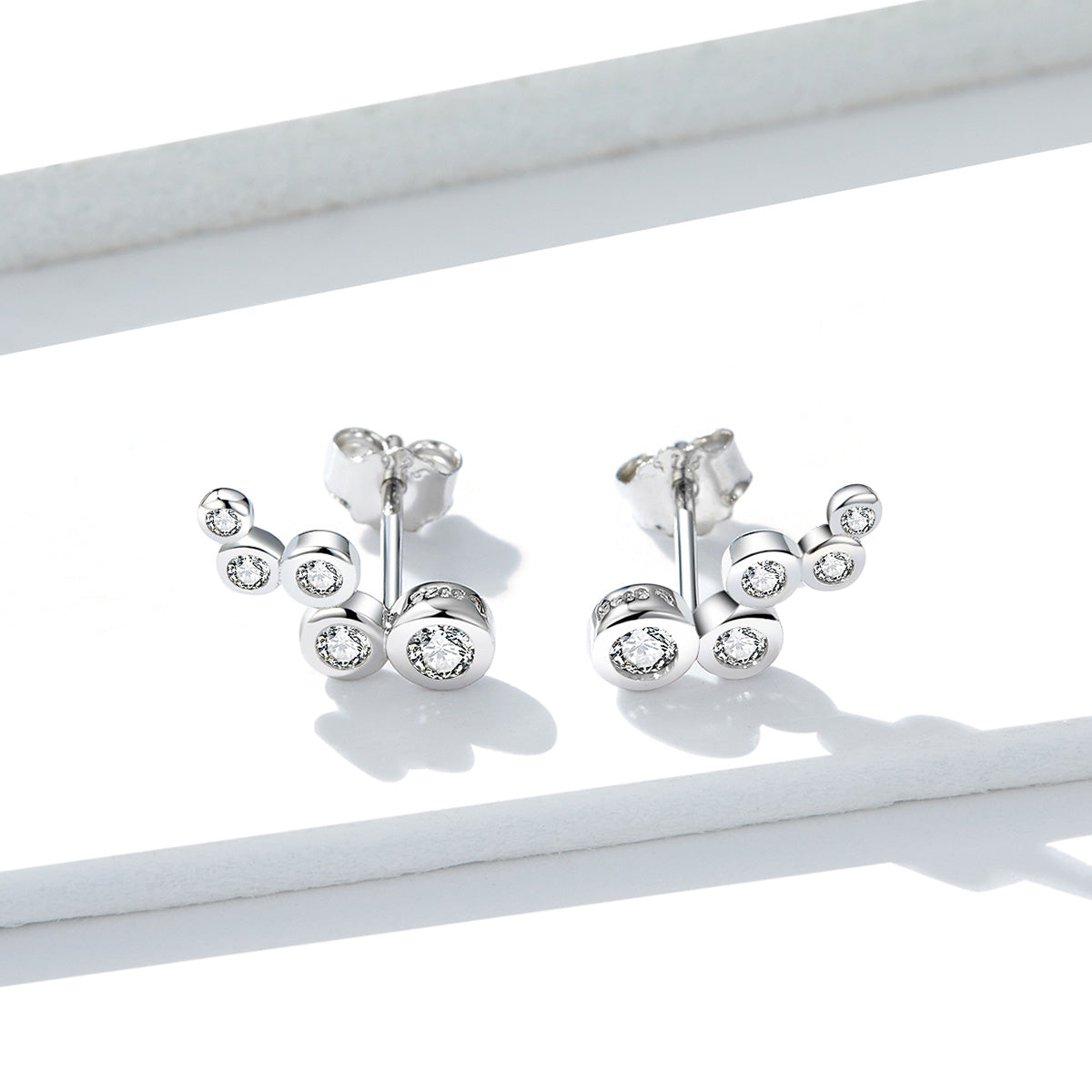 925 Sterling Silver Earrings with Pavé Setting CZ, 0.5x1.2 cm for Women  DestGlow