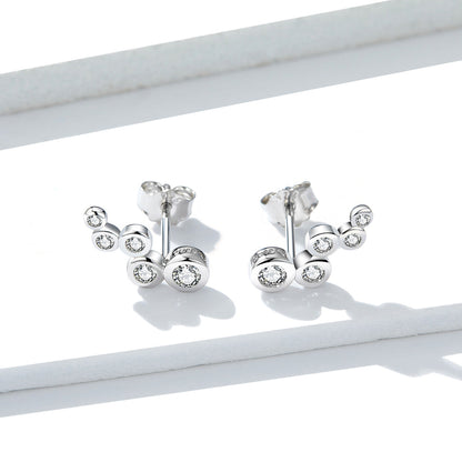 925 Sterling Silver Earrings with Pavé Setting CZ, 0.5x1.2 cm for Women  DestGlow